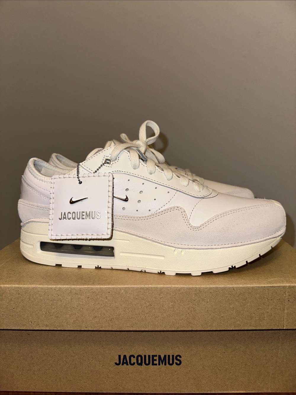 Jacquemus Nike AirMax Men’s White Leather & Suede Low-Top Sneaker